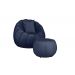Kit Poltrona Decorativa C/Puff e Almofada Concha Veludo Azul Marinho - Montanaris Decor
