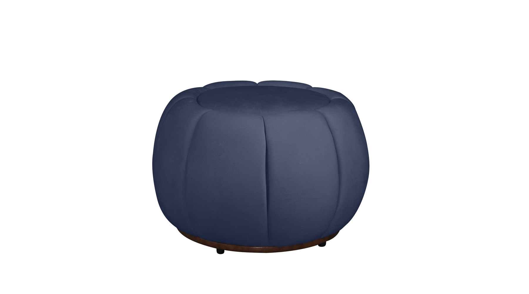 Kit Poltrona Decorativa C/Puff e Almofada Concha Veludo Azul Marinho - Montanaris Decor