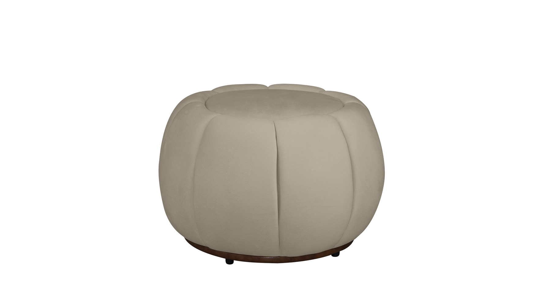 Kit Poltrona Decorativa C/Puff e Almofada Concha Veludo Bege - Montanaris Decor