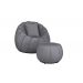 Kit Poltrona Decorativa C/Puff e Almofada Concha Veludo Cinza - Montanaris Decor
