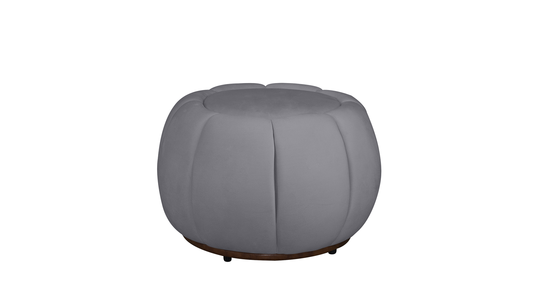 Kit Poltrona Decorativa C/Puff e Almofada Concha Veludo Cinza - Montanaris Decor