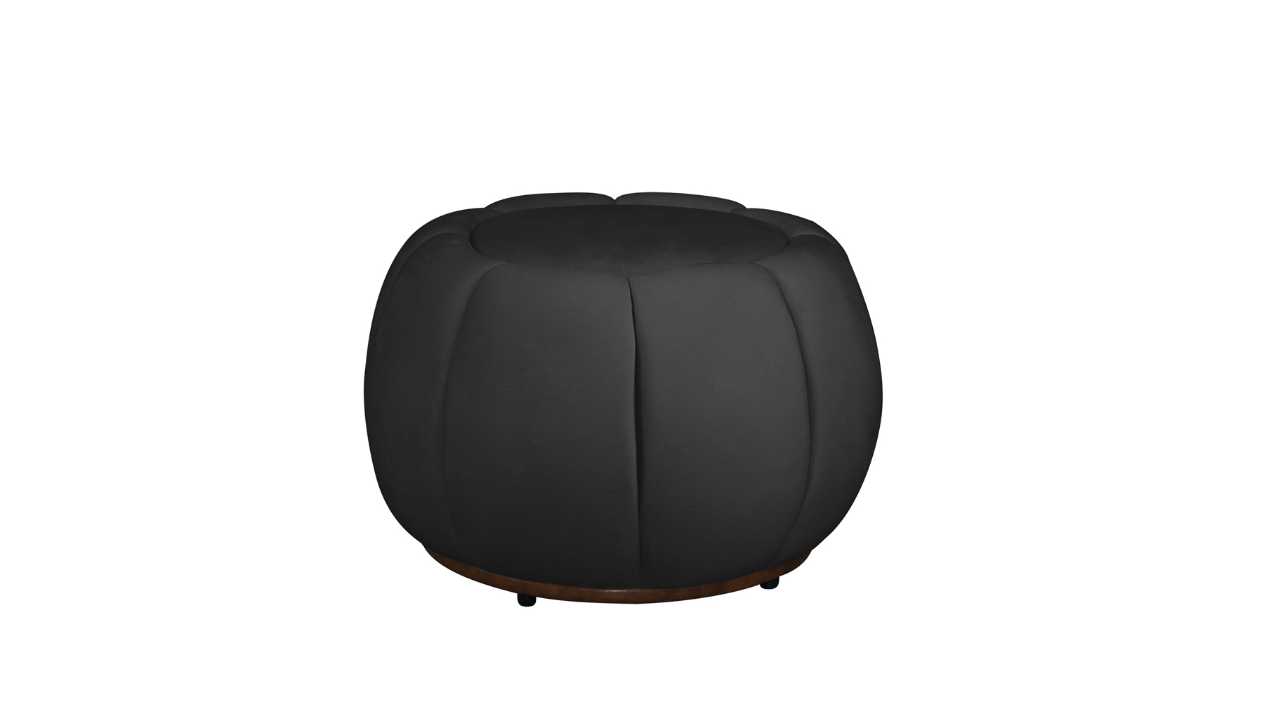 Kit Poltrona Decorativa C/Puff e Almofada Concha Veludo Preto - Montanaris Decor