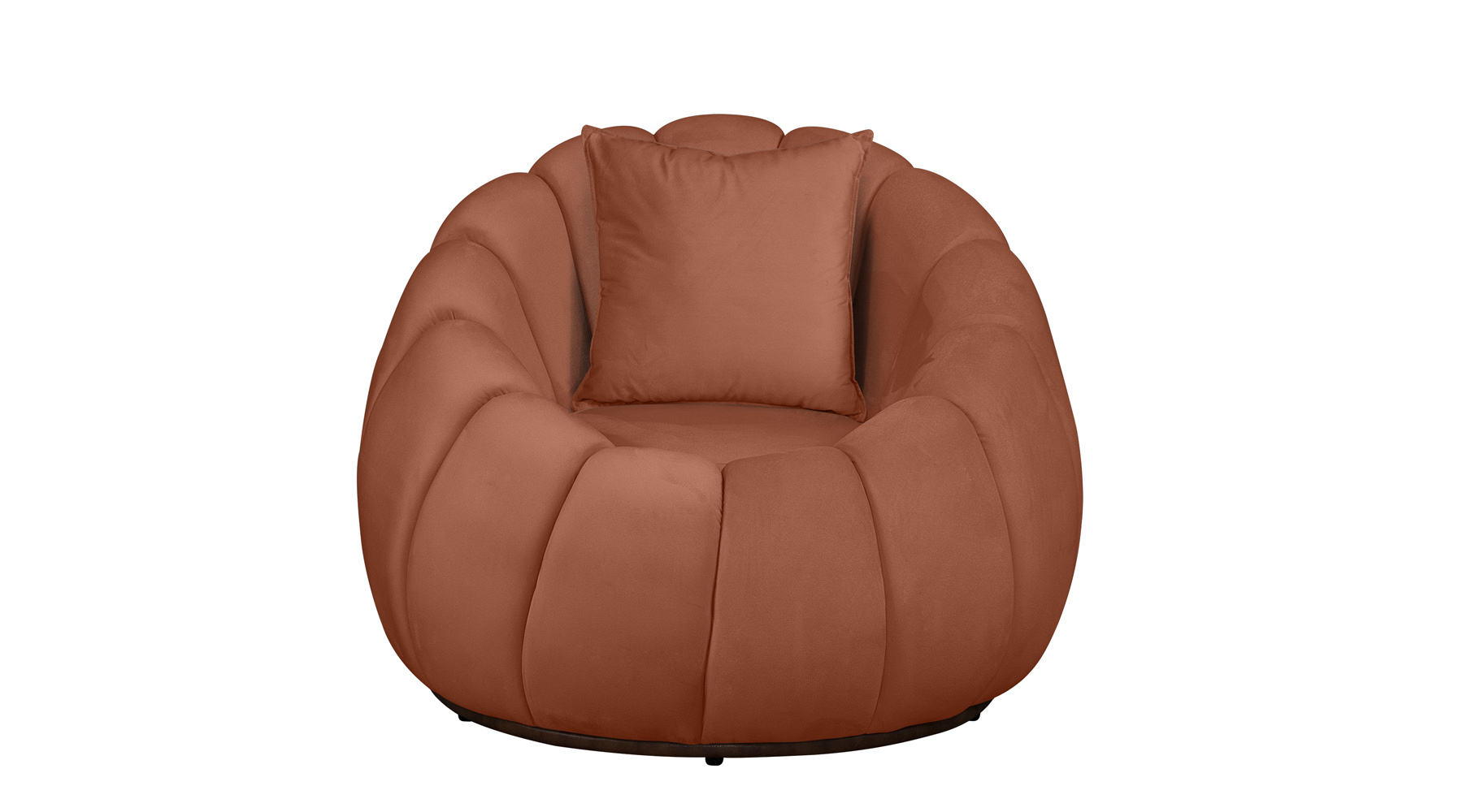 Kit Poltrona Decorativa C/Puff e Almofada Concha Veludo Terracota  - Montanaris Decor