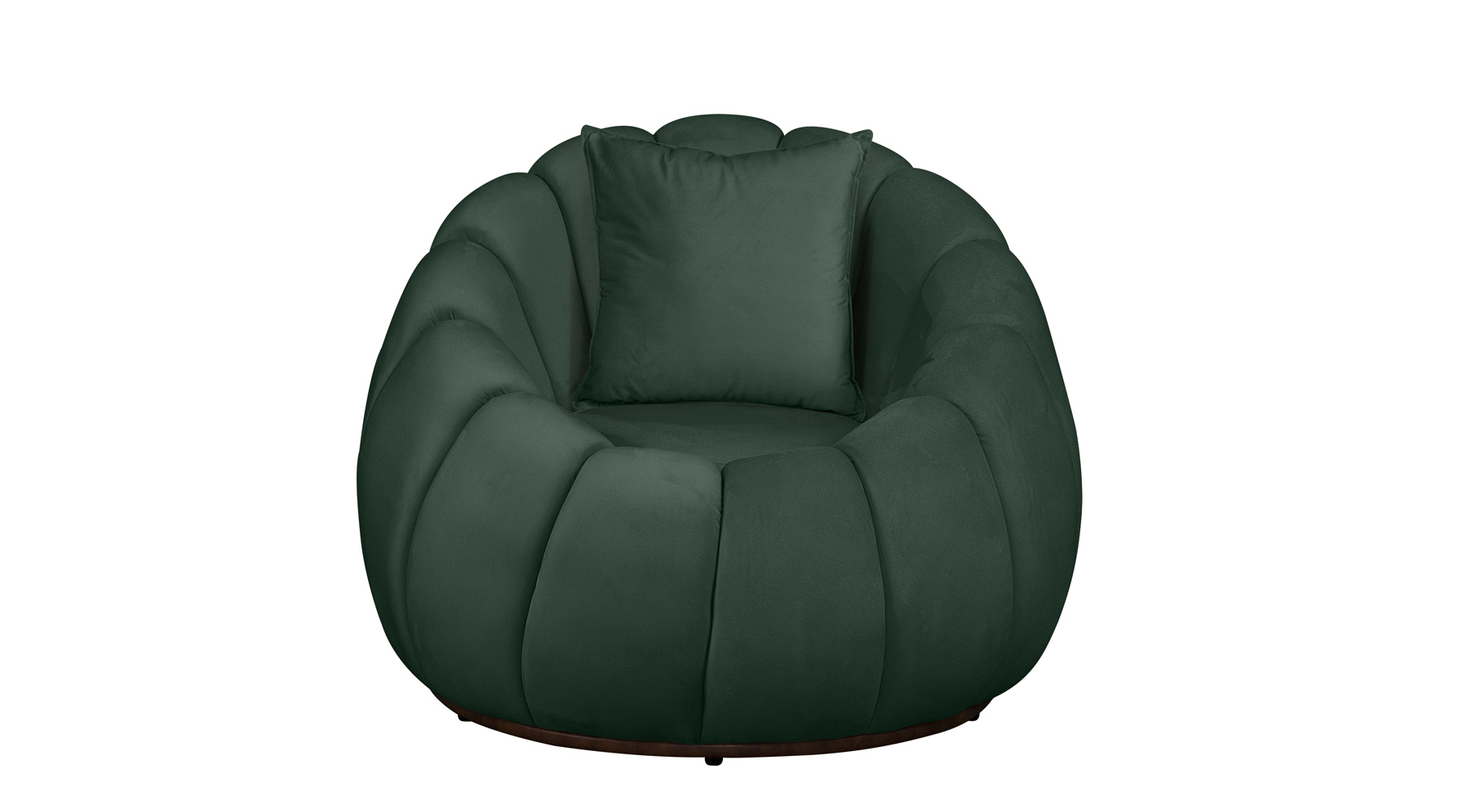 Kit Poltrona Decorativa C/Puff e Almofada Concha Veludo Verde  - Montanaris Decor