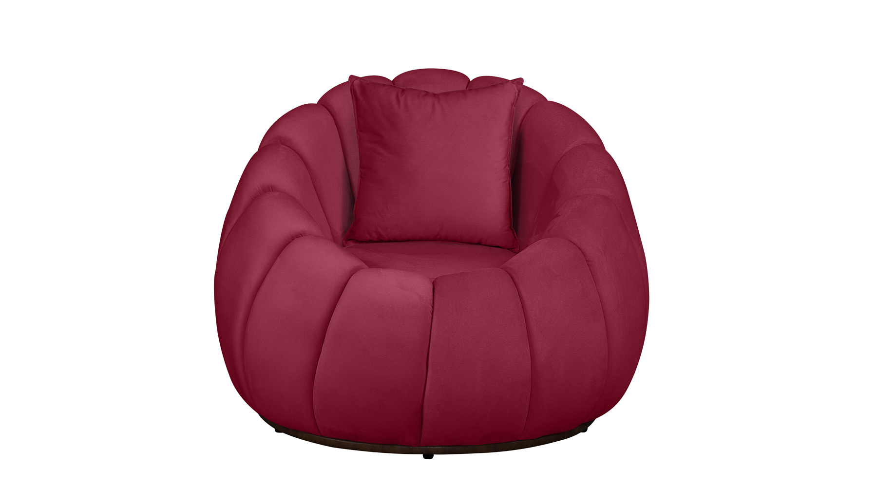 Kit Poltrona Decorativa C/Puff e Almofada Concha Veludo Vermelho  - Montanaris Decor