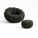 Kit Poltrona Decorativa Concha C/Almofada e Puff Boucle Cinza Escuro Abobora  - Montanaris Decor