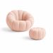 Kit Poltrona Decorativa Concha C/Almofada e Puff Boucle Rosa Abobora - Montanaris Decor