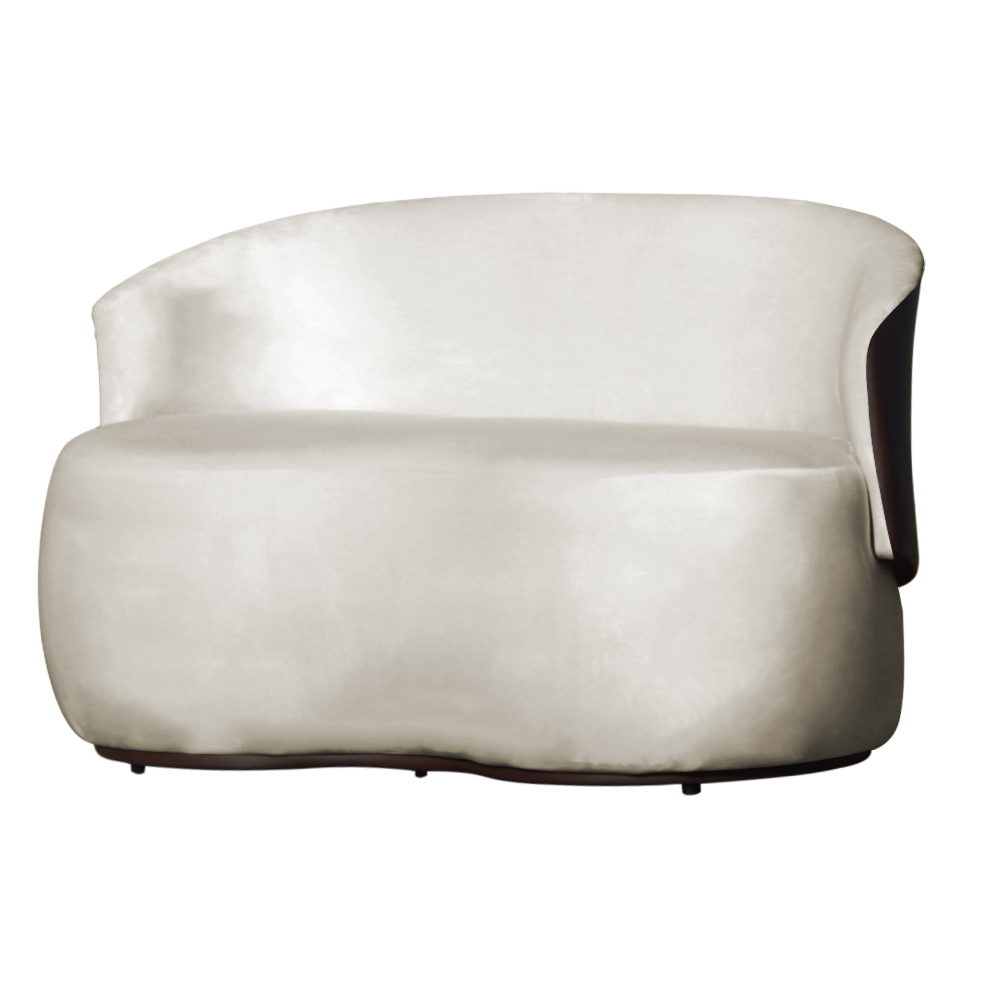Kit Poltrona e 1 Namoradeira Orgânica Decorativa Beatriz Veludo Bege/PU Marrom - Montanaris Decor