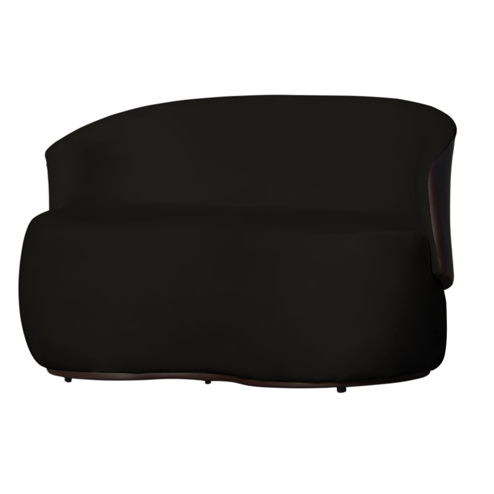 Kit Poltrona e 1 Namoradeira Orgânica Decorativa Beatriz Veludo Preto/PU Marrom - Montanaris Decor