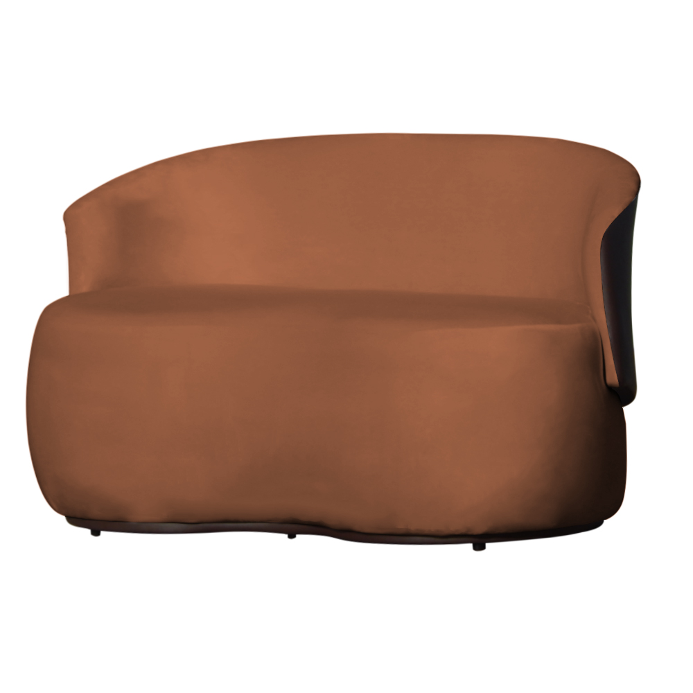 Kit Poltrona e 1 Namoradeira Orgânica Decorativa Beatriz Veludo Terracota/PU Marrom - Montanaris Decor