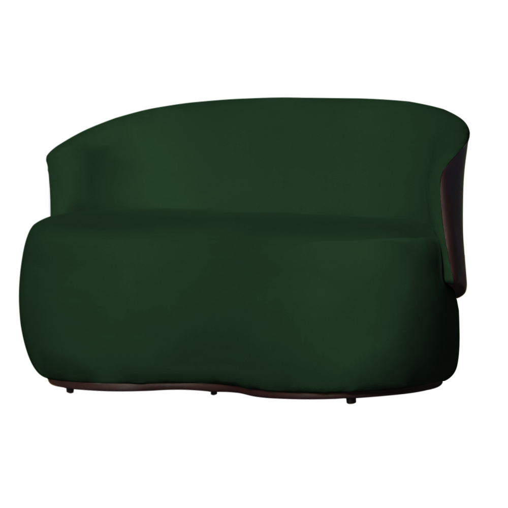 Kit Poltrona e 1 Namoradeira Orgânica Decorativa Beatriz Veludo Verde/PU Marrom - Montanaris Decor