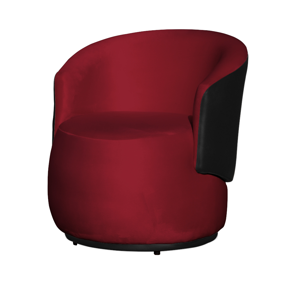 Kit Poltrona e 1 Namoradeira Orgânica Decorativa Beatriz Veludo Vermelho/PU Marrom - Montanaris Decor