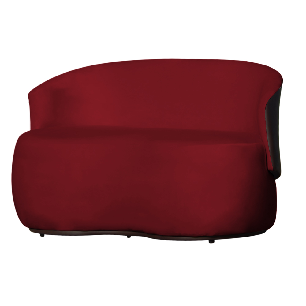 Kit Poltrona e 1 Namoradeira Orgânica Decorativa Beatriz Veludo Vermelho/PU Marrom - Montanaris Decor