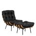 Kit Poltrona e Puff Decorativo Costela Courino Preto - Montanaris Decor