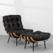 Kit Poltrona e Puff Decorativo Costela Courino Preto - Montanaris Decor