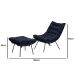 Kit Poltrona e Puff Decorativo Costela Veludo  Azul Marinho  - Montanaris Decor