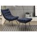 Kit Poltrona e Puff Decorativo Costela Veludo  Azul Marinho  - Montanaris Decor
