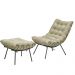 Kit Poltrona e Puff Decorativo Costela Veludo Bege - Montanaris Decor