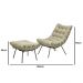 Kit Poltrona e Puff Decorativo Costela Veludo Bege - Montanaris Decor