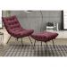 Kit Poltrona e Puff Decorativo Costela Veludo Bordo - Montanaris Decor