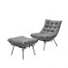 Kit Poltrona e Puff Decorativo Costela Veludo Cinza  - Montanaris Decor
