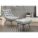 Kit Poltrona e Puff Decorativo Costela Veludo Cinza  - Montanaris Decor