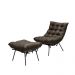 Kit Poltrona e Puff Decorativo Costela Veludo Marrom - Montanaris Decor