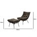Kit Poltrona e Puff Decorativo Costela Veludo Marrom - Montanaris Decor