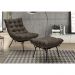 Kit Poltrona e Puff Decorativo Costela Veludo Marrom - Montanaris Decor