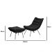 Kit Poltrona e Puff Decorativo Costela Veludo Preto - Montanaris Decor