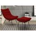 Kit Poltrona e Puff Decorativo Costela Veludo Vermelho  - Montanaris Decor