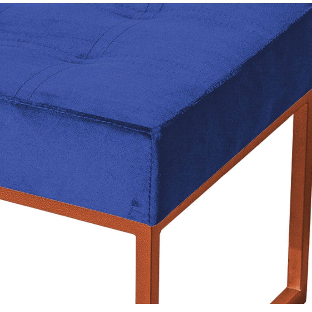Kit Poltrona e Puff Luana Base Bronze Veludo Azul Marinho - Montanaris Decor