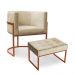 Kit Poltrona e Puff Luana Base Bronze Veludo Bege - Montanaris Decor