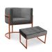 Kit Poltrona e Puff Luana Base Bronze Veludo Cinza - Montanaris Decor