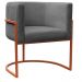 Kit Poltrona e Puff Luana Base Bronze Veludo Cinza - Montanaris Decor