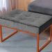 Kit Poltrona e Puff Luana Base Bronze Veludo Cinza - Montanaris Decor