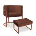 Kit Poltrona e Puff Luana Base Bronze Veludo Marrom - Montanaris Decor