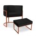 Kit Poltrona e Puff Luana Base Bronze Veludo Preto - Montanaris Decor