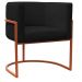 Kit Poltrona e Puff Luana Base Bronze Veludo Preto - Montanaris Decor