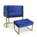 Kit Poltrona e Puff Luana Base Gold Veludo Azul Marinho - Montanaris Decor