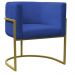 Kit Poltrona e Puff Luana Base Gold Veludo Azul Marinho - Montanaris Decor