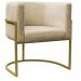 Kit Poltrona e Puff Luana Base Gold Veludo Bege - Montanaris Decor