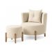 Kit Poltrona e Puff Luna Decorativa Curvo Orgânico Boucle Bege - Montanaris Decor