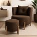 Kit Poltrona e Puff Luna Decorativa Curvo Orgânico Boucle Marrom - Montanaris Decor