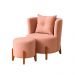 Kit Poltrona e Puff Luna Decorativa Curvo Orgânico Boucle Rosa - Montanaris Decor