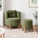 Kit Poltrona e Puff Luna Decorativa Curvo Orgânico Boucle Verde - Montanaris Decor