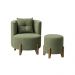 Kit Poltrona e Puff Luna Decorativa Curvo Orgânico Boucle Verde - Montanaris Decor