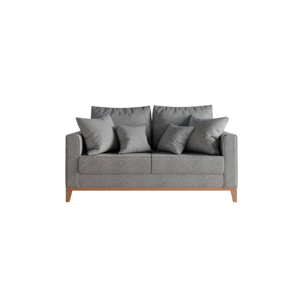 Kit Sofá e 2 Poltronas Decorativa Beni 1,60cm Beni Base Madeira Linho Cinza - Montanaris Decor