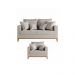 Kit Sofá e Poltrona Decorativo Beni 1,80cm Beni Base Madeira Linho Bege - Montanaris Decor