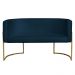 Namoradeira 2 Lugares Decorativa Luana Base Gold Veludo Azul Marinho - Montanaris Decor